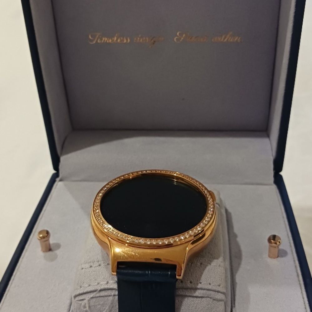 HUAWEI SMART WATCH WITH SWAROVSKI CRYSTALS AND BLUE LEATHER STRAP NEW